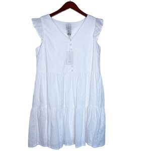 JOIE NWT Eyelet Lace Tiered Ruffle Dress Size Medium in White